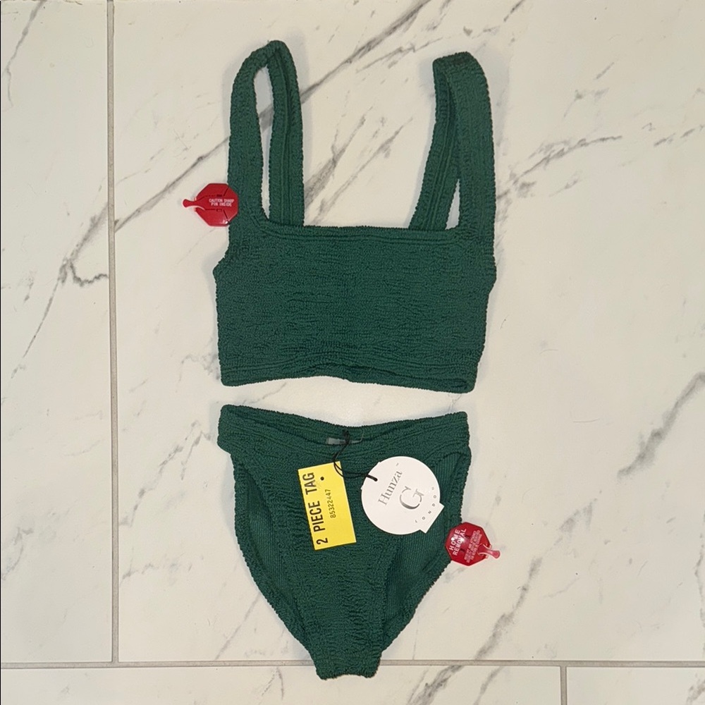 Hunza G Emerald Green Ribbed Bikini